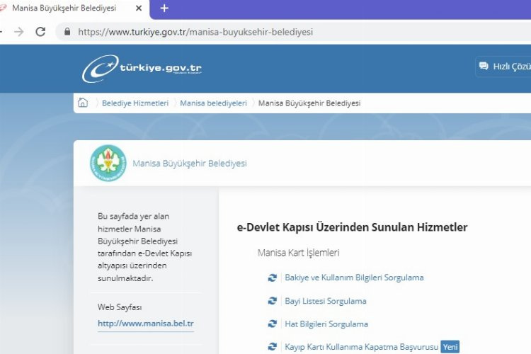 Manisa Kart için e-Devlet'e bir hizmet daha eklendi