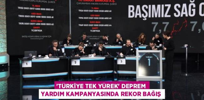 ‘Türkiye Tek Yürek’ deprem yardım kampanyasında rekor bağış