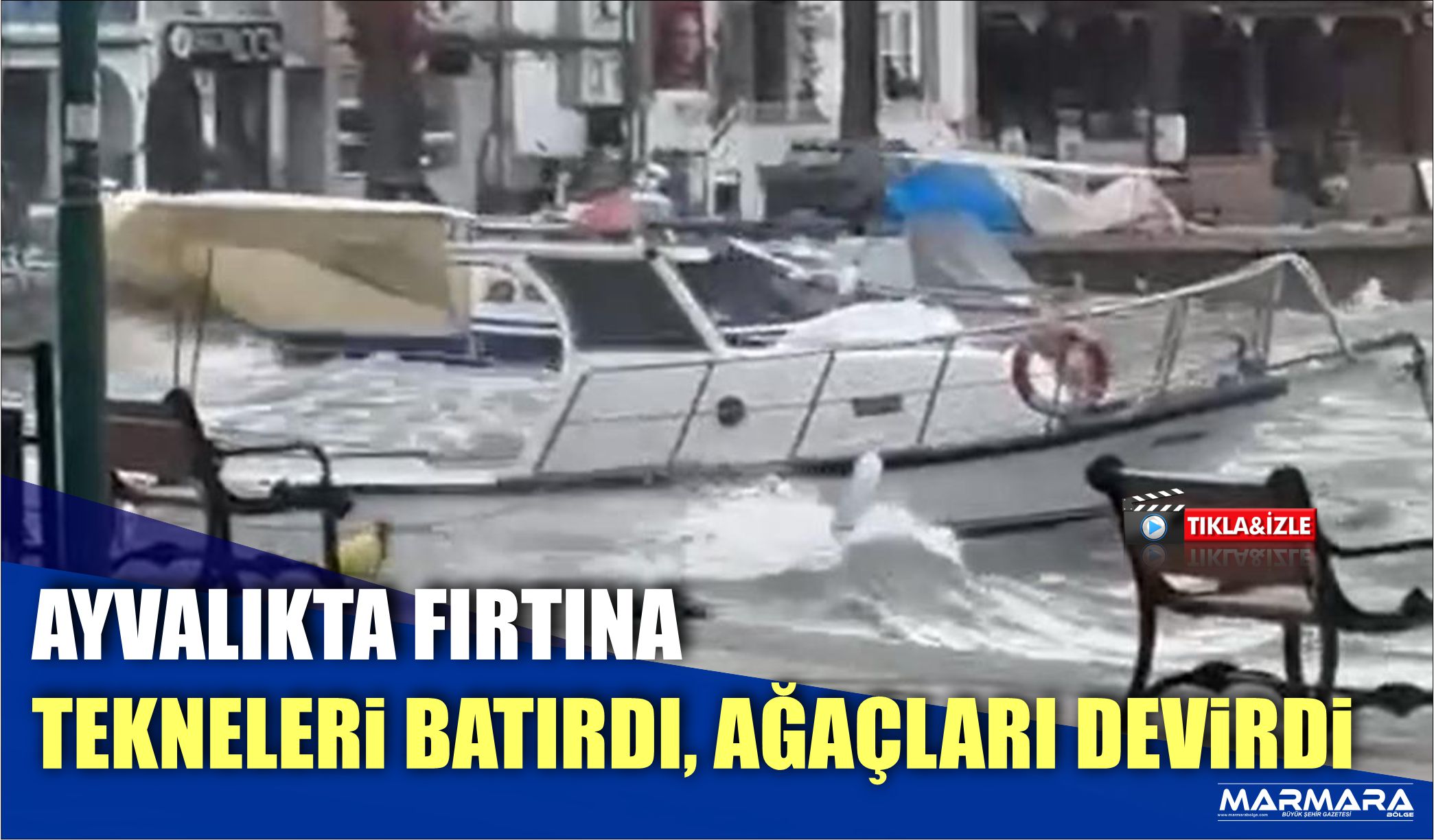 AYVALIKTA FIRTINA TEKNELERİ BATIRDI, AĞAÇLARI DEVİRDİ 