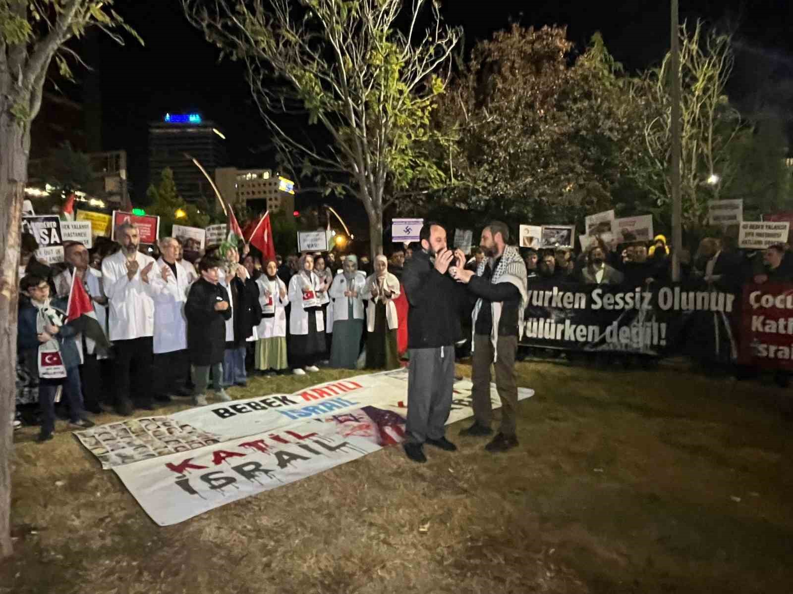 Ankara’da ABD Büyükelçiliği önünde Filistin’e destek eylemi