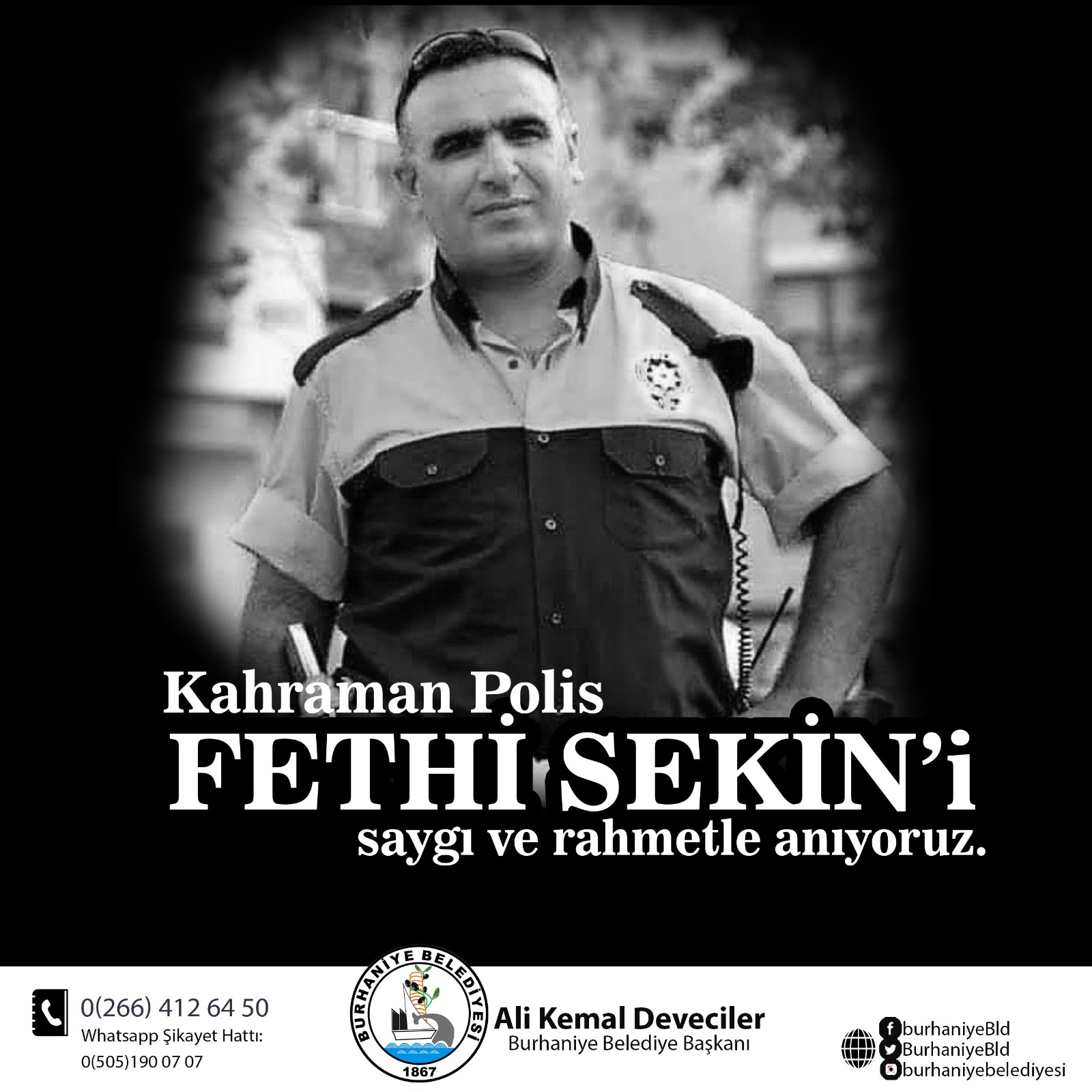 BAŞKAN DEVECİLER ŞEHİT POLİS FETHİ SEKİN’İ ANDI