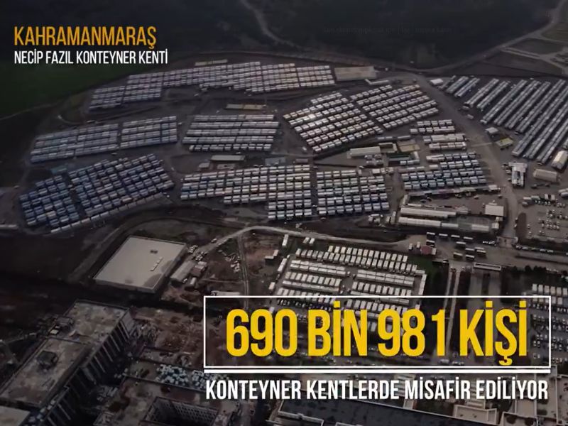 414 KONTEYNER KENTİNDE 691 BİN DEPREMZEDE AĞIRLANIYOR