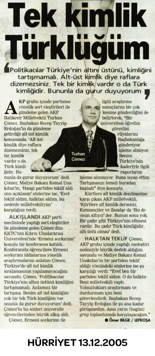 3 TEK KIMLIK TURKLUGUM HURRIYET 13.12.2005 - Marmara Bölge: Balıkesir Son Dakika Haberleri ile Hava Durumu