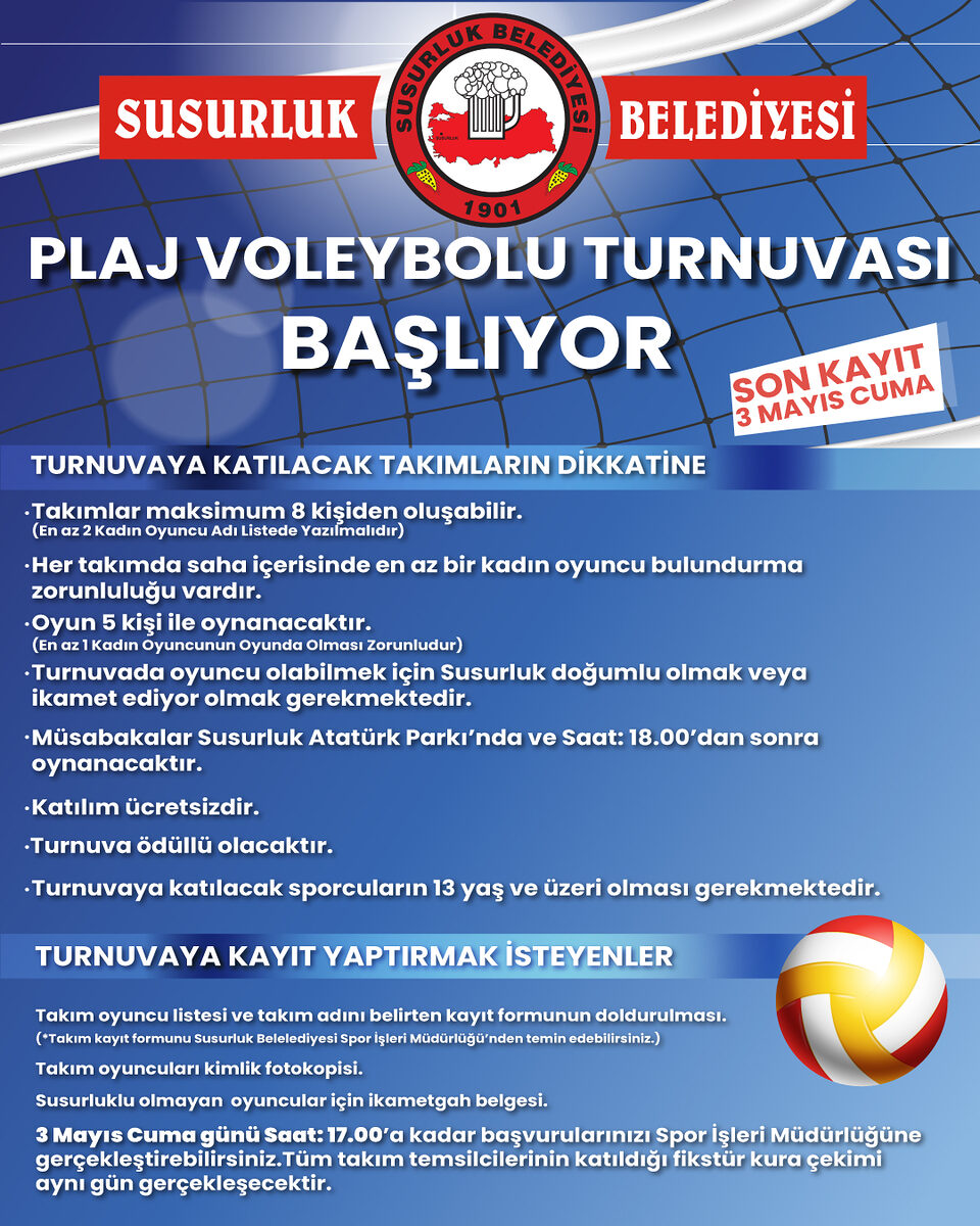 SUSURLUK’TA PLAJ VOLEYBOLU HEYECANI YAŞANACAK