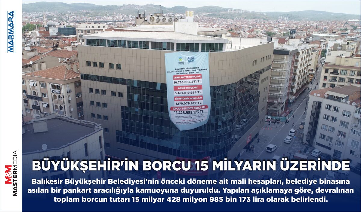 BÜYÜKŞEHİR’İN BORCU 15 MİLYARIN ÜZERİNDE