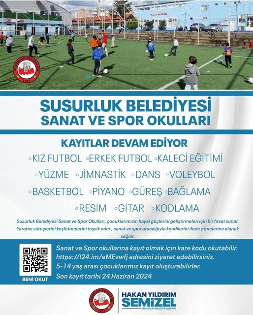 SUSURLUK BELEDİYESİ YAZ SPOR VE SANAT OKULLARI KAYITLARI SONA ERİYOR