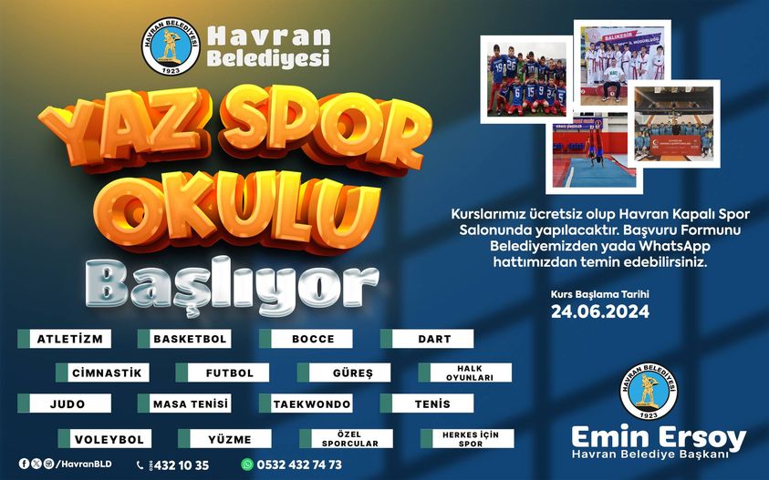 HAVRAN BELEDİYESİ YAZ SPOR OKULLARI BAŞLIYOR