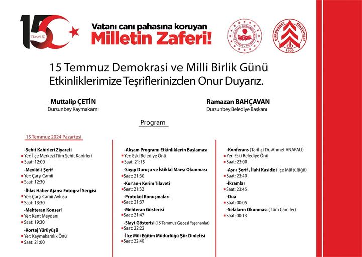 DEMOKRASİ ZAFERİ VE ANMA PROGRAMI