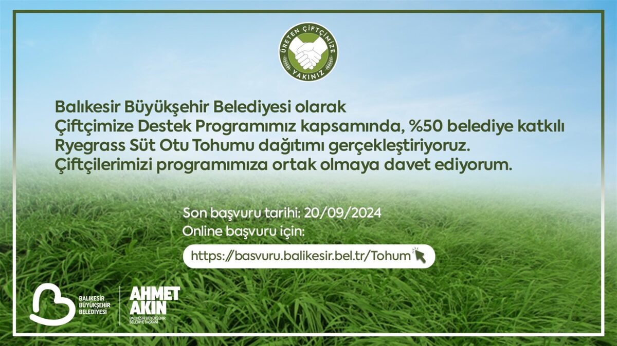 Büyükşehir Belediyesi’nden Çiftçilere Yüzde 50 Hibeli Süt Otu Tohumu Desteği