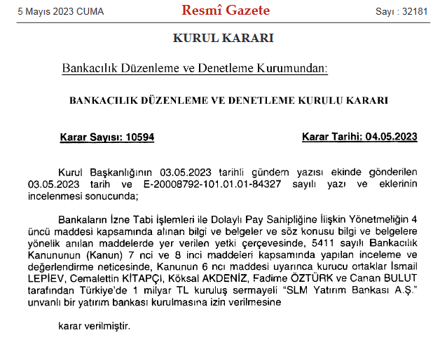 1 milyar TL sermayeli yeni yatirim bankasi kuruluyor - Marmara Bölge: Balıkesir Son Dakika Haberleri ile Hava Durumu