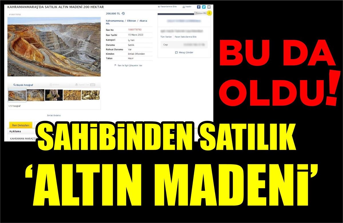 SAHİBİNDEN SATILIK ‘ALTIN MADENİ’