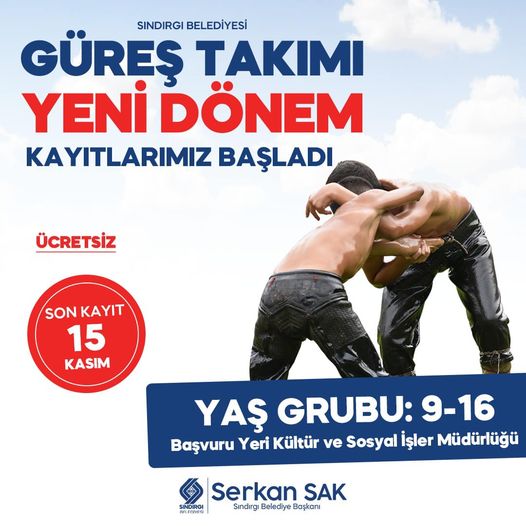 SINDIRGI BELEDİYESİ GÜREŞ TAKIMI’NA KATILIN!