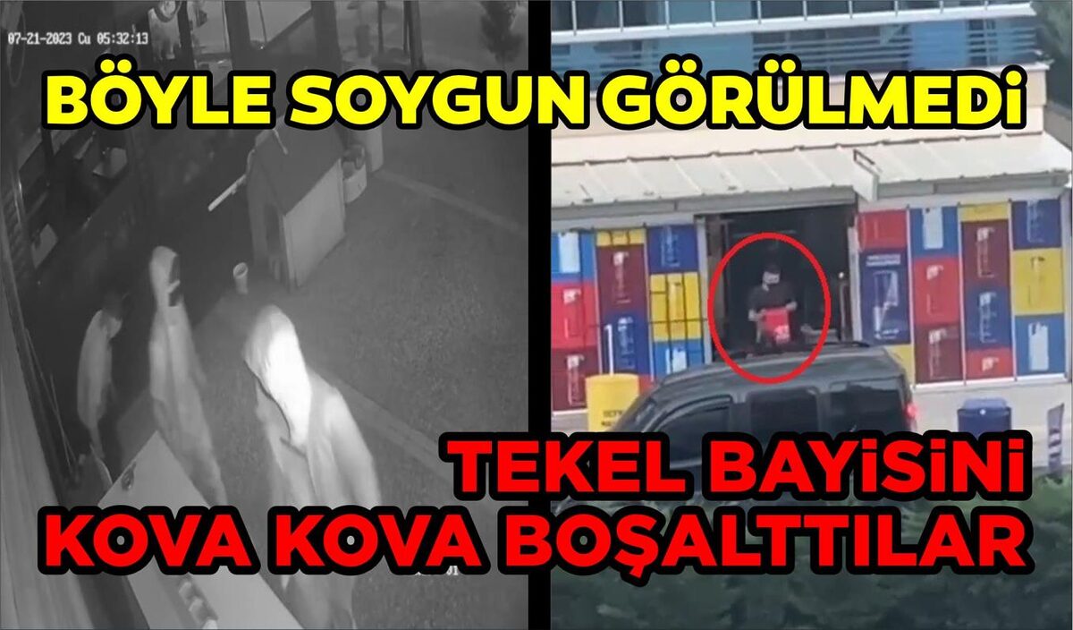 BÖYLE SOYGUN GÖRÜLMEDİ, TEKEL BAYİSİNİ KOVA KOVA BOŞALTTILAR