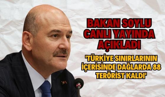 Bakan Soylu: ‘Türkiye sınırlarının içerisinde dağlarda 88 terörist kaldı’