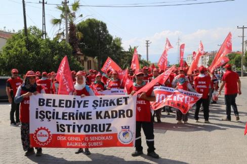 Belediye şirket işçileri kadro için Burhaniye’de buluştu