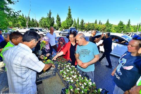 Büyükşehir'den mezarlıklarda çiçek sürprizi