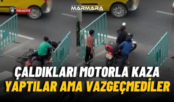 ÇALDIKLARI MOTORLA KAZA YAPTILAR AMA VAZGEÇMEDİLER