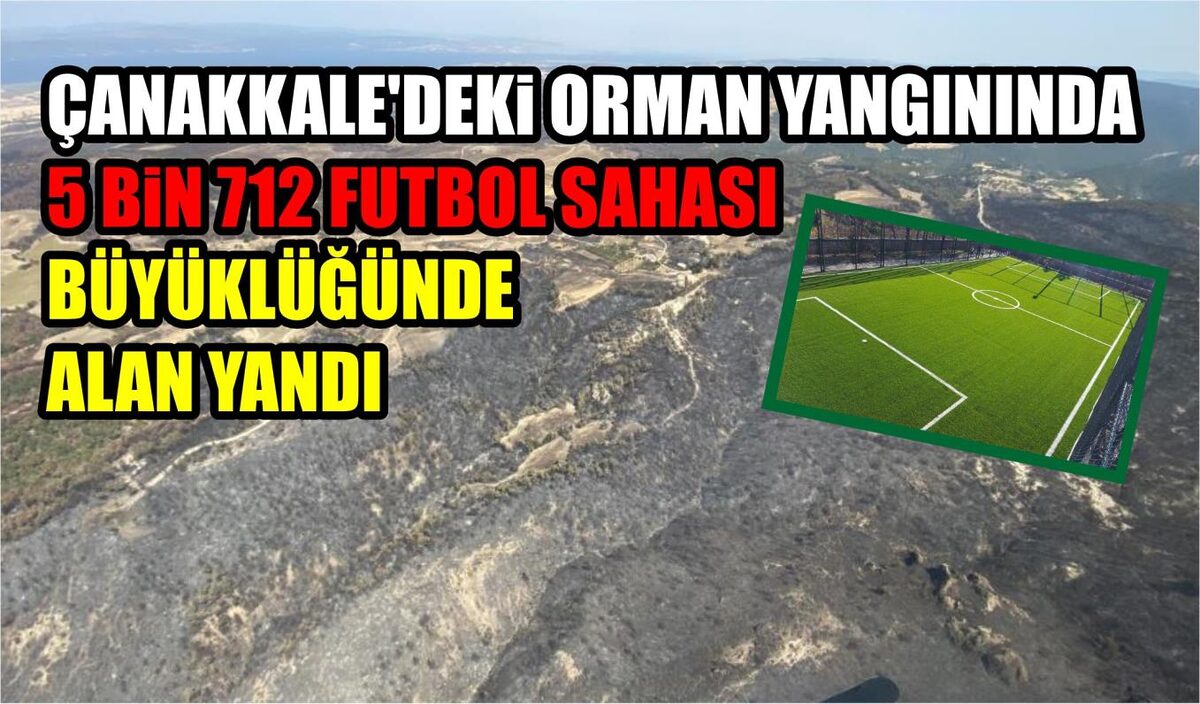 ÇANAKKALE’DEKİ ORMAN YANGININDA 5 BİN 712 FUTBOL SAHASI BÜYÜKLÜĞÜNDE ALAN YANDI  