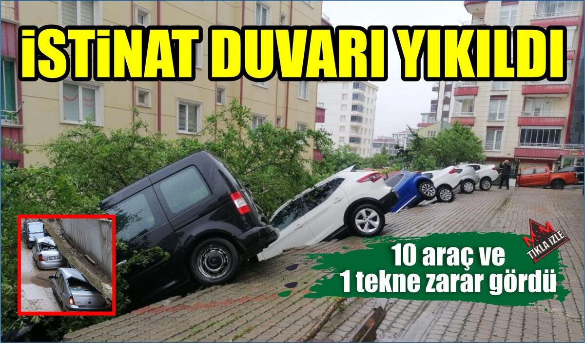 İSTİNAT DUVARININ YIKILDI: 10 ARAÇ VE 1 TEKNE ALTINDA KALDI