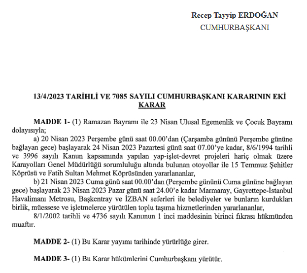 Kopru ve otoyollar ile 3 ilde ulasim ucretsiz olacak - Marmara Bölge: Balıkesir Son Dakika Haberleri ile Hava Durumu