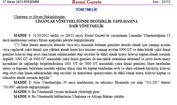 Limanlar Yonetmeliginde kilavuz kurallarinda degisiklik - Marmara Bölge: Balıkesir Son Dakika Haberleri ile Hava Durumu