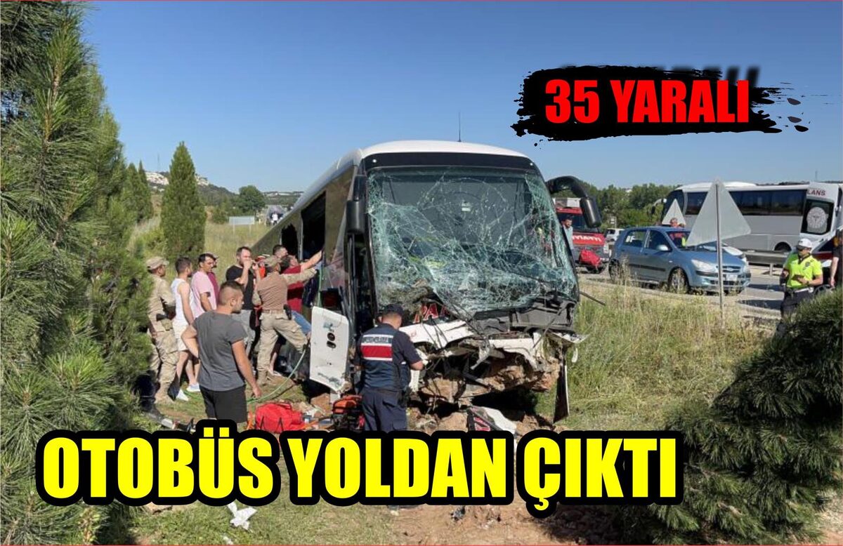 OTOBÜS YOLDAN ÇIKTI:35 YARALI