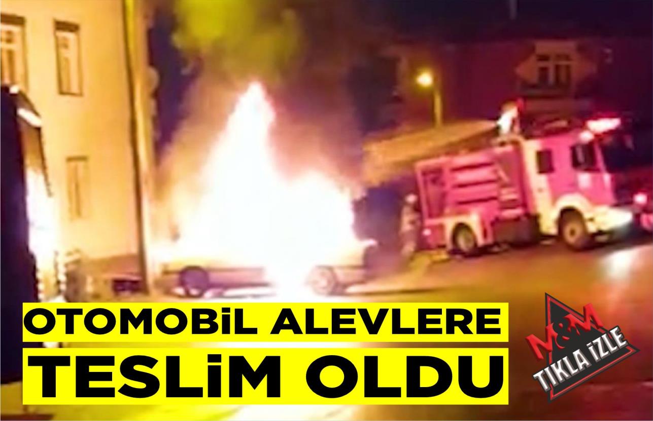 OTOMOBİL ALEVLERE TESLİM OLDU