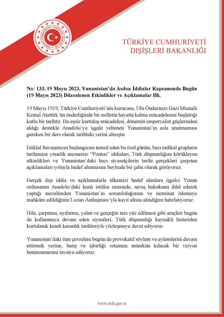 Turkiyeden Yunanistana 19 Mayis tepkisi - Marmara Bölge: Balıkesir Son Dakika Haberleri ile Hava Durumu