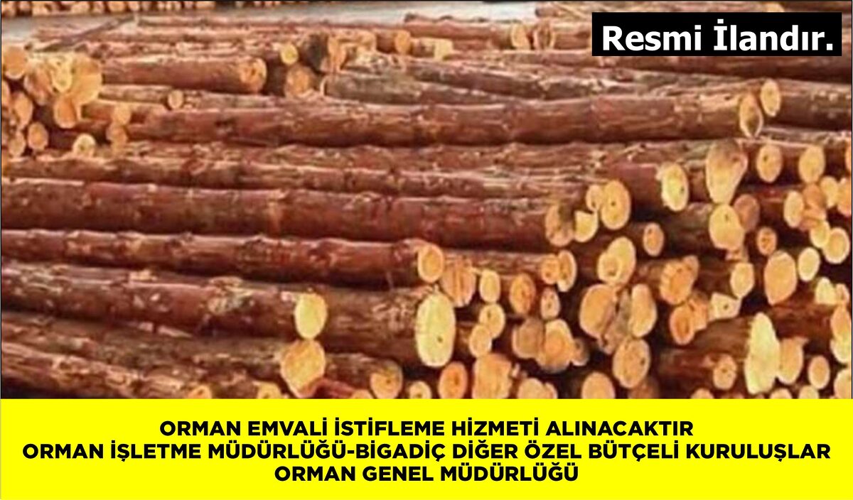 ORMAN EMVALİ İSTİFLEME HİZMETİ ALINACAKTIR ORMAN İŞLETME MÜDÜRLÜĞÜ-BİGADİÇ DİĞER ÖZEL BÜTÇELİ KURULUŞLAR ORMAN GENEL MÜDÜRLÜĞÜ