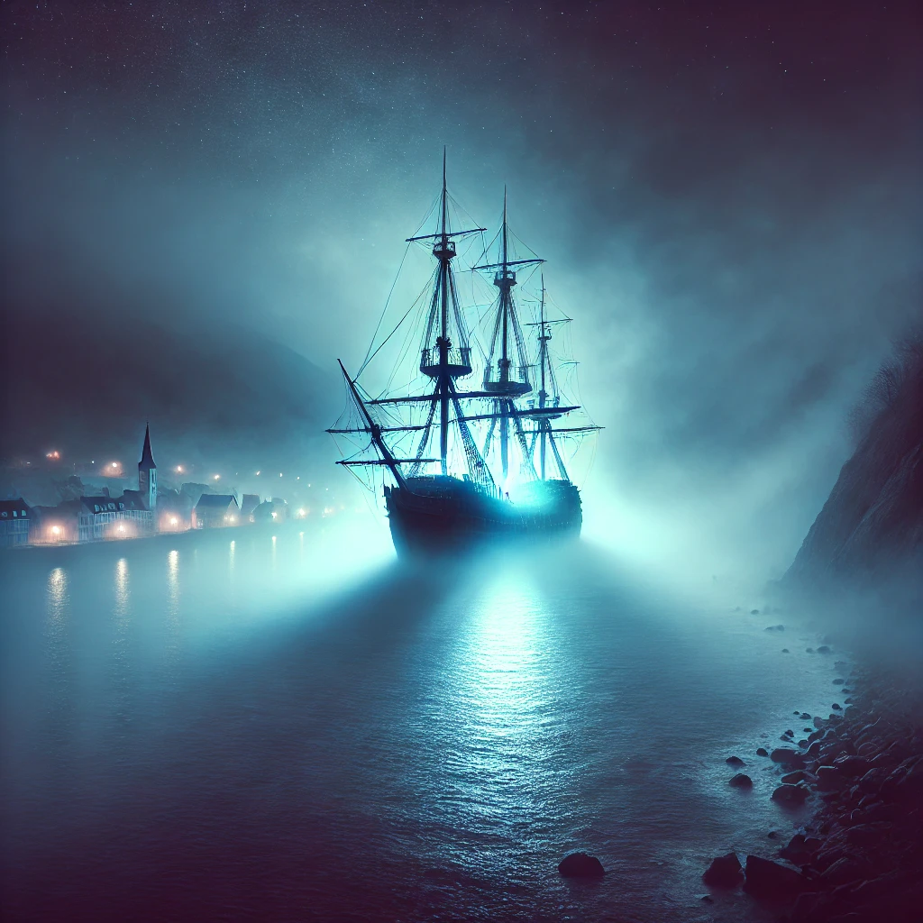 DALL·E 2024 12 20 18.01.52 A mysterious and atmospheric digital painting of a ghost ship emerging from a foggy sea at night inspired by maritime legends like the Flying Dutchma - Marmara Bölge: Balıkesir Son Dakika Haberleri ile Hava Durumu