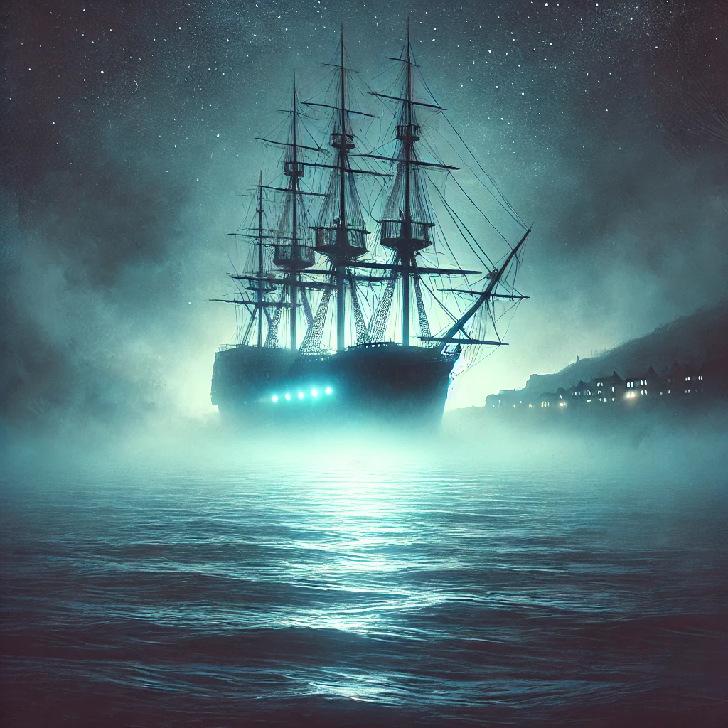 DALL·E 2024 12 20 17.51.27 A mysterious and atmospheric digital painting of a ghost ship emerging from a foggy sea at night inspired by maritime legends like the Flying Dutchma - Marmara Bölge: Balıkesir Son Dakika Haberleri ile Hava Durumu