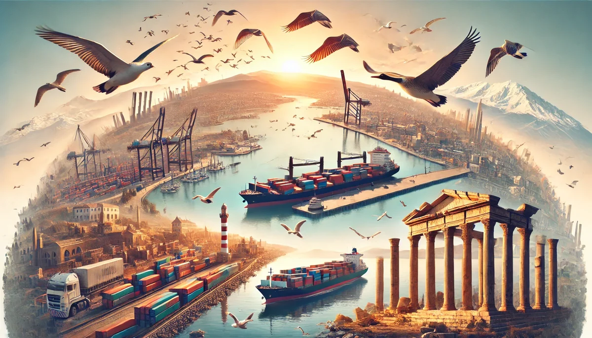 DALL·E 2025 01 05 14.43.08 A visually stunning representation of Bandirmas strategic importance on a global scale featuring the Bandirma Port bustling with cargo s - Marmara Bölge: Balıkesir Son Dakika Haberleri ile Hava Durumu