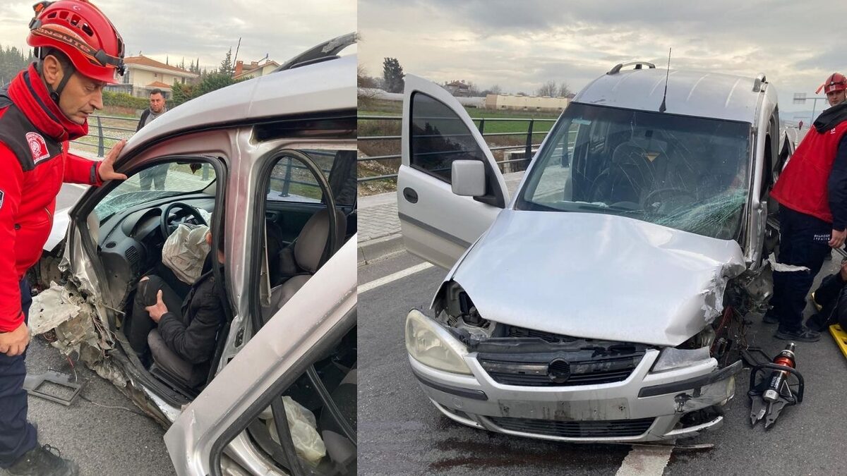 Balıkesir'in Karesi ilçesinde meydana gelen trafik kazasında, bir ticari araç