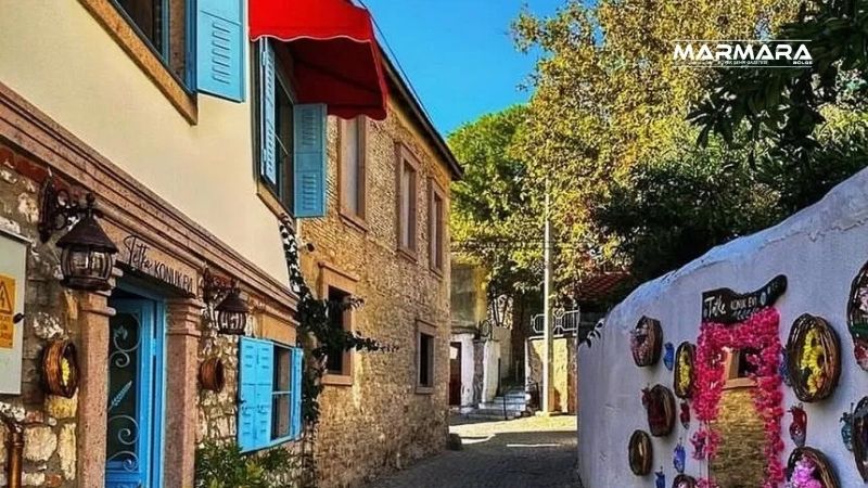 Balıkesir’in Ayvalık ilçesine bağlı Küçükköy, tarihî taş evleri, Girit mutfağından