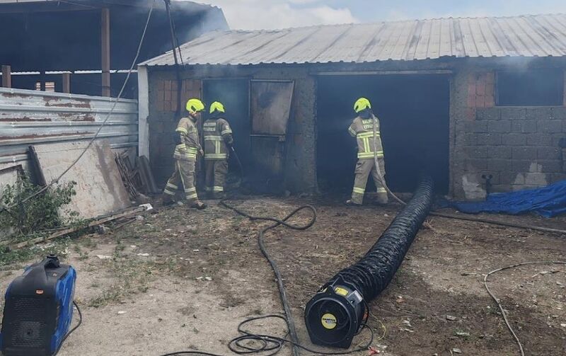 Balıkesir’in Manyas ilçesine bağlı Kocagöl Mahallesi’nde ahırda çıkan yangında 30
