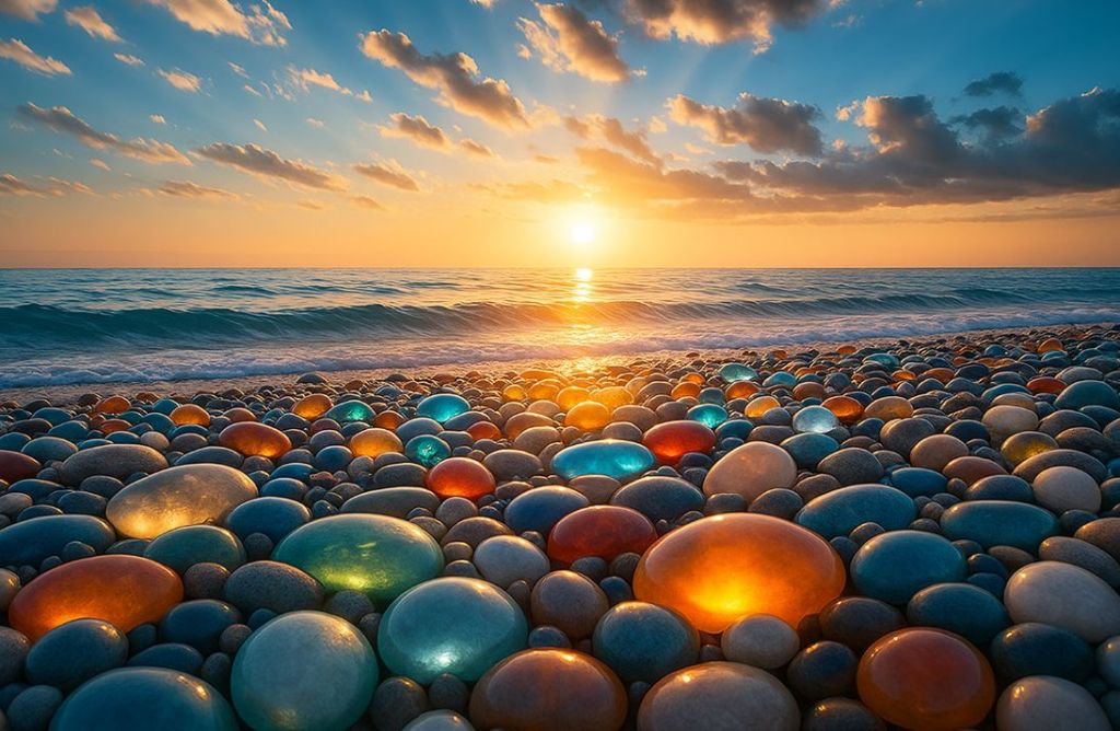 İzmir’in Seferihisar ilçesinde yer alan Renkli Taşlar Plajı, doğal güzelliğiyle