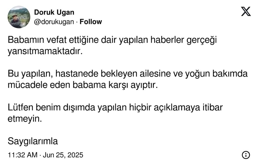Sabri Ugan Hakkında Çıkan Ölüm İddialarına Ailesinden Yalanlama s ecebb9dadbe77b0bba473f9d7d4b93cc75d70fec - Marmara Bölge Gazetesi