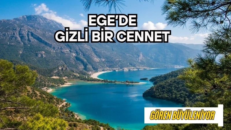 Altın renkli kumların turkuaz sularla buluştuğu, doğanın tüm renklerini aynı