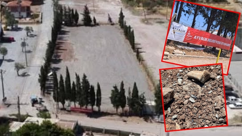 Tapuda mezarlık olarak kayıtlı alana otopark yapılmak istenmesi Ayvalık’ta büyük