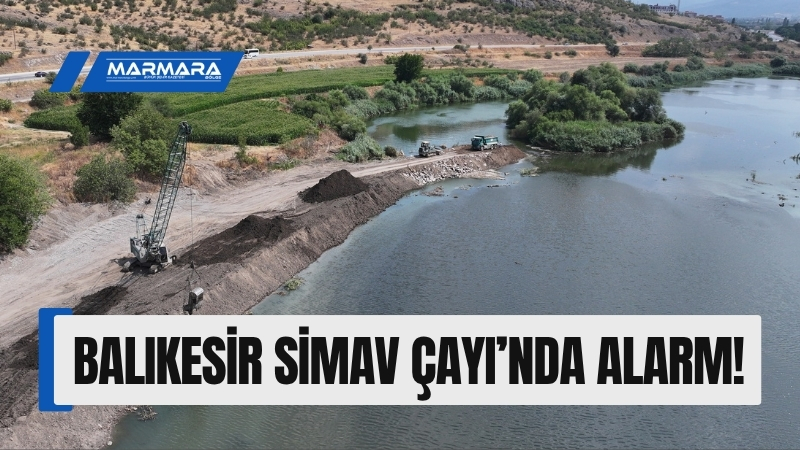 Balıkesir’in Kepsut ilçesinde Simav Çayı’nda başlatılan yatak tanzimi çalışmaları tüm