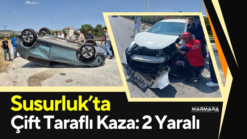 Balıkesir’in Susurluk ilçesinde iki aracın çarpışması sonucu meydana gelen trafik