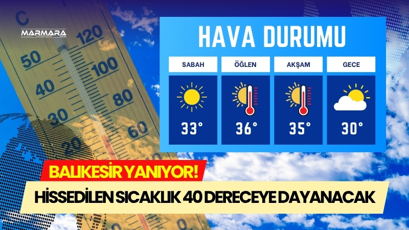 Balıkesir’de hava sıcaklıkları 35 dereceye ulaşacak, hissedilen sıcaklık ise 41