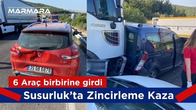 Balıkesir’in Susurluk ilçesinde yol yapım çalışmalarının sürdüğü Demirkapı rampasında zincirleme