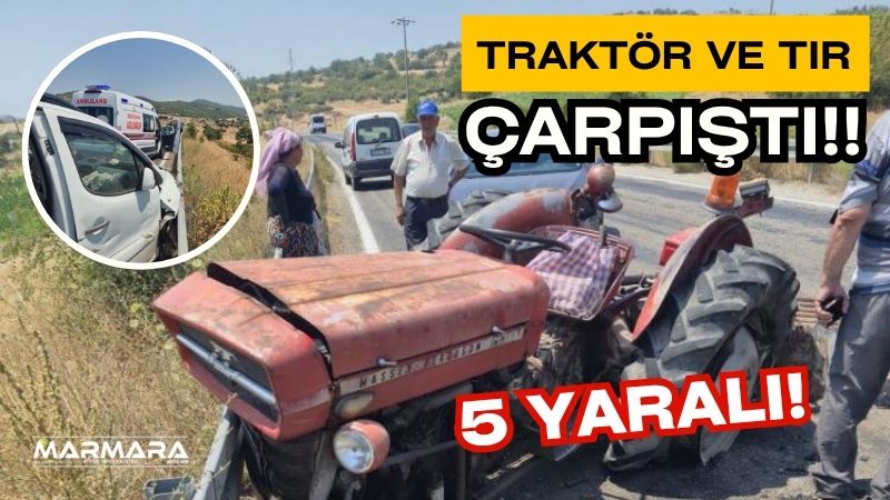 Balıkesir’in Bigadiç ilçesinde meydana gelen trafik kazasında otomobil ile traktör