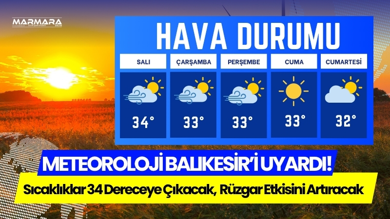 Balıkesir’de yaz sıcaklıkları etkisini sürdürüyor. Meteoroloji Genel Müdürlüğü verilerine göre