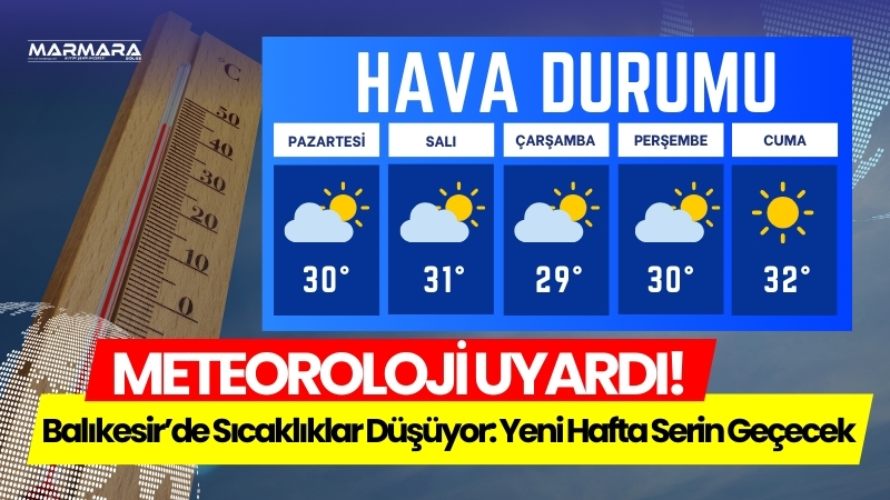 Balıkesir’de kavurucu yaz sıcaklıklarının ardından yeni haftayla birlikte termometrelerde düşüş