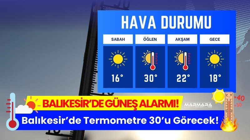Balıkesir’de 26 Ağustos Salı günü gökyüzü tamamen açık olacak, sıcaklık