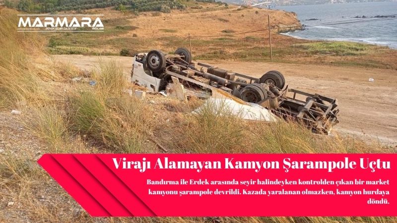 Bandırma ile Erdek arasında seyir halindeyken kontrolden çıkan bir market
