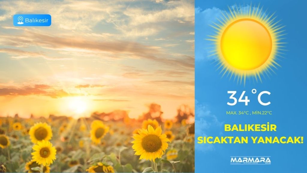 Balıkesir’de 12 Ağustos Salı günü sıcak hava etkili olacak. Meteoroloji