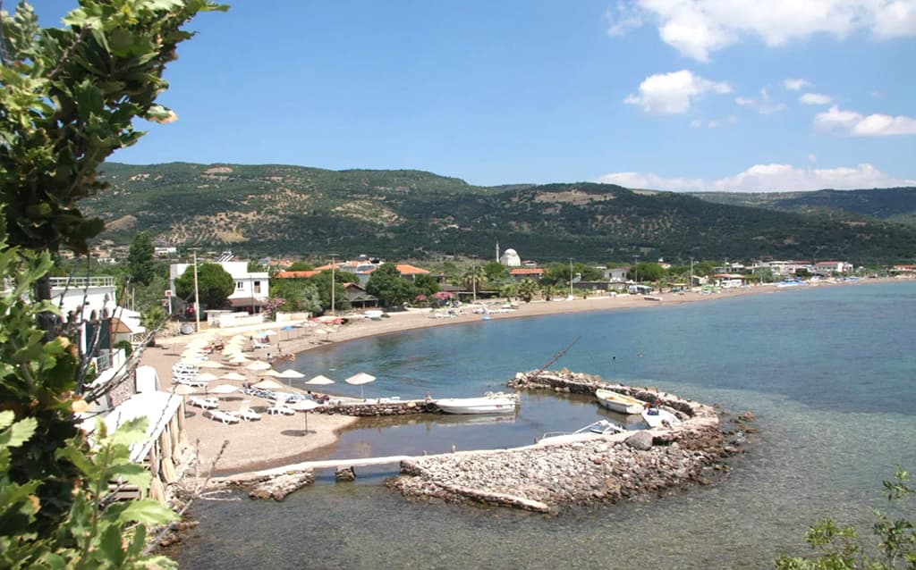 Çanakkale’nin Ayvacık ilçesindeki Sokakağzı Plajı, berrak denizi ve altın sarısı